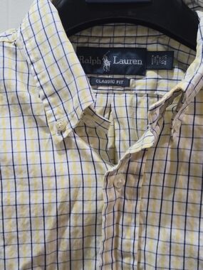 Ralph Lauren Yellow and Navy Plaid Button-Down Shirt